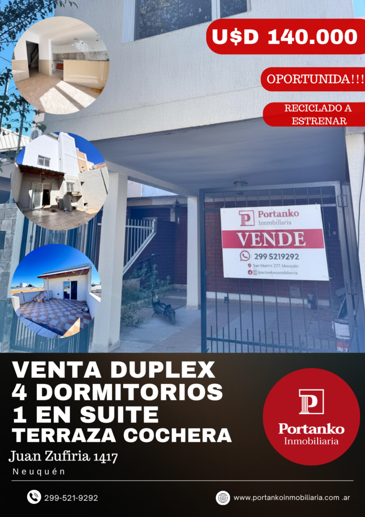 OPORTUNIDAD VENTA DE DUPLEX 4 DORMITORIOS